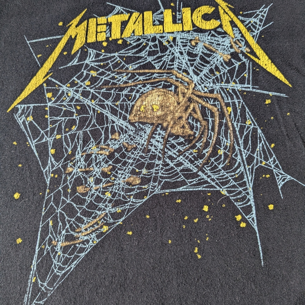 Metallica Crew Neck Short Sleeve Black Graphic Tee with Spider Design Mens M - Picture 3 of 6